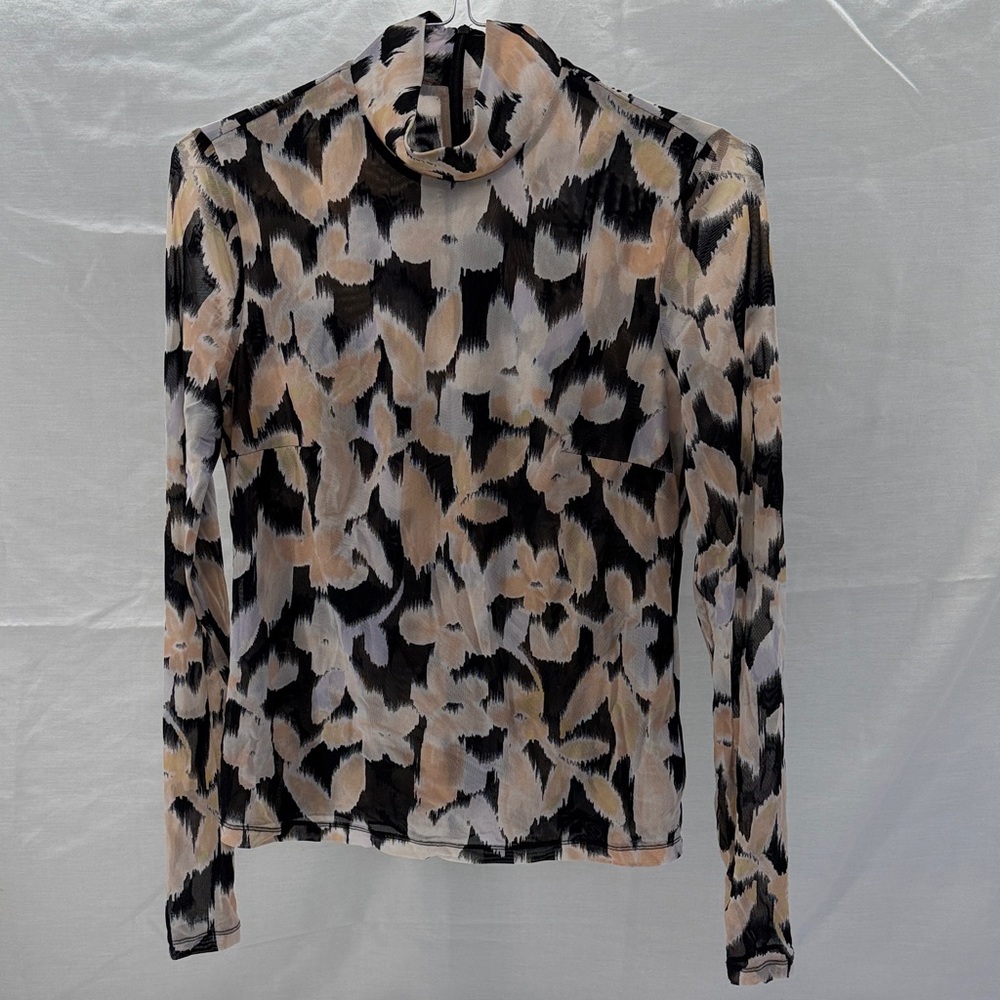 CAbi Shear High Collar Women's Long Sleeve Top - Black, Cream, Peach Floral